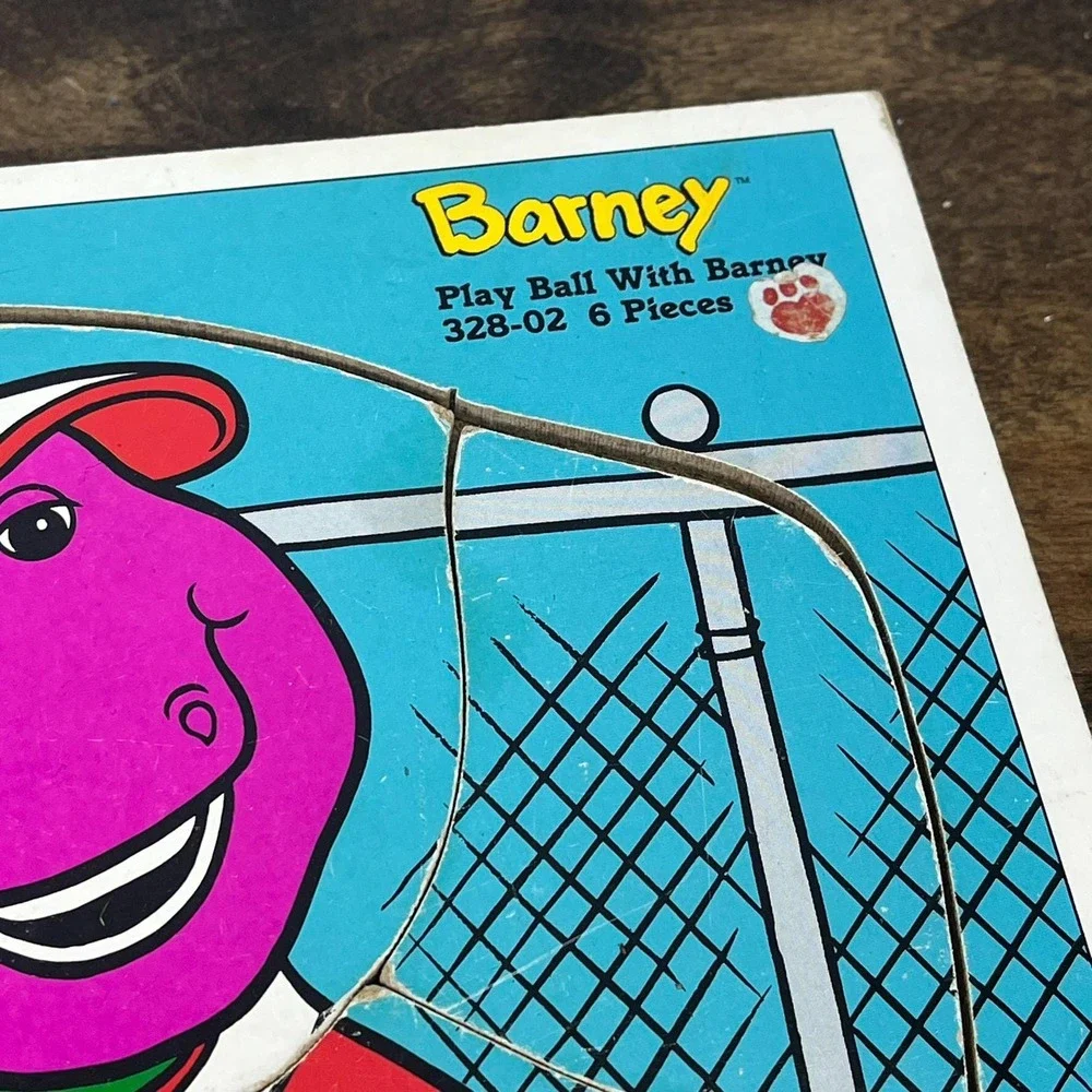 Play Ball With Barney‎ Wooden Puzzle: Vintage Nursery Decor